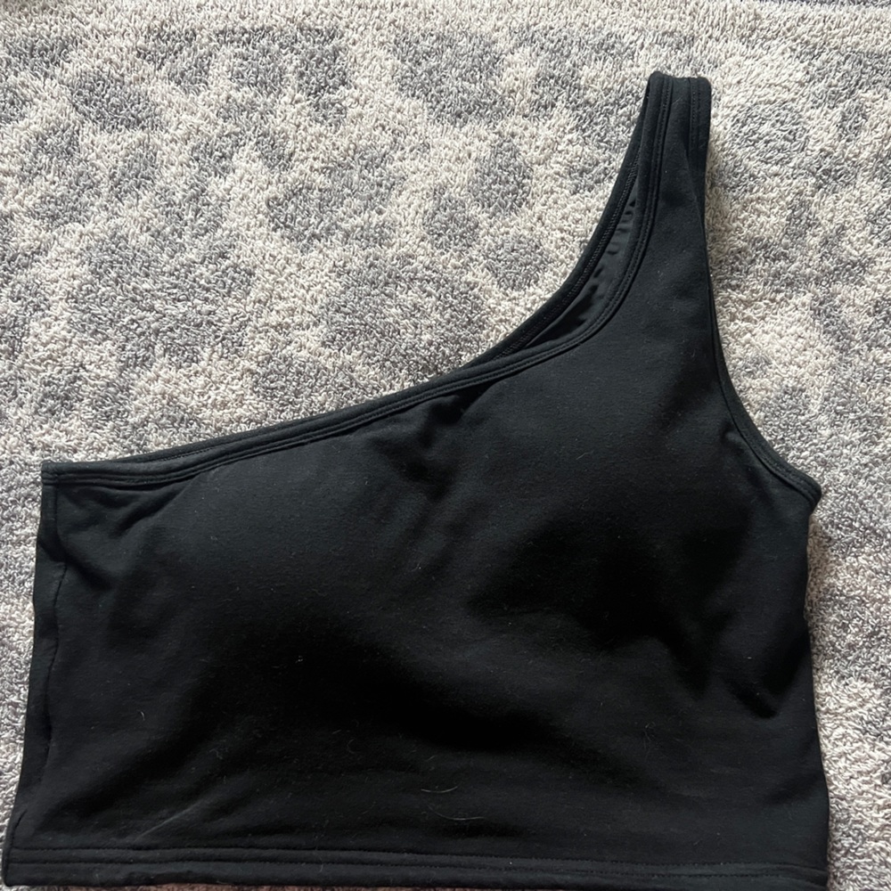 Klassy Network One-Shoulder Black Crop Top